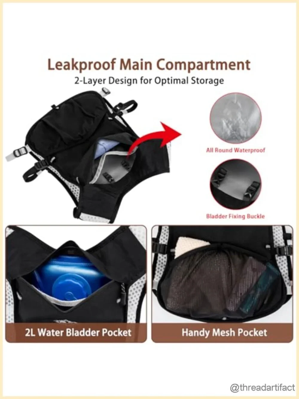 5L Hydration Backpack Running Vest, Zero-Bounce Adjustable Vest for Marathon,